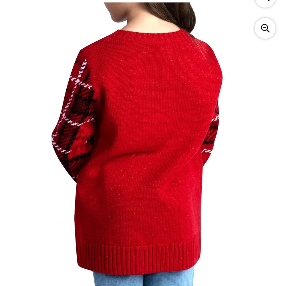 Jolly Sweaters Girls Christmas Ugly Sweater Red Combo Size XS NWT